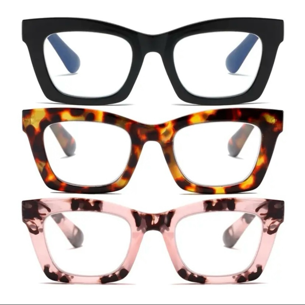 Stylish Women's Eyewear Set of 3 - Black, Tortoise, Pink